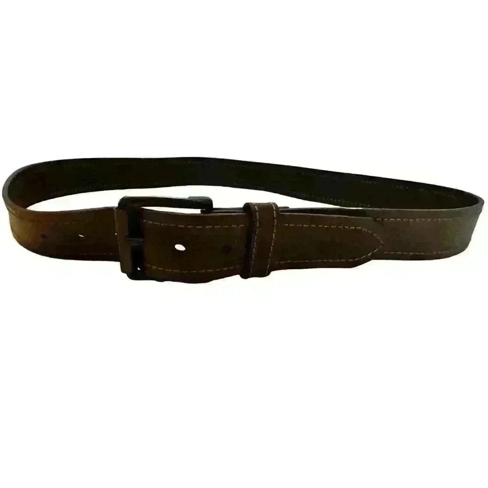 Dickies Men's Industrial Strength Heavy Stitching Leather Belt Brown Sz 40